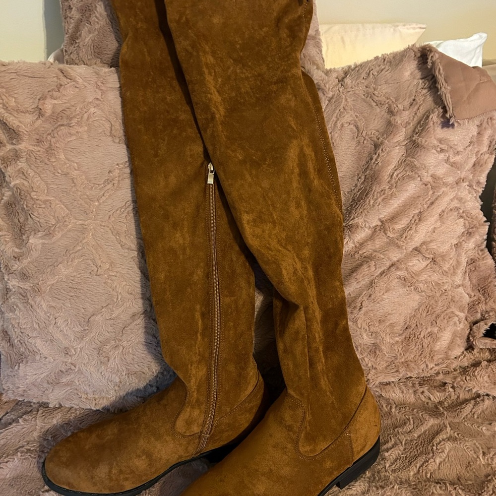 Herstyle secret obsess knee-high boots in a camelBrown. Size 9, maybe worn once.